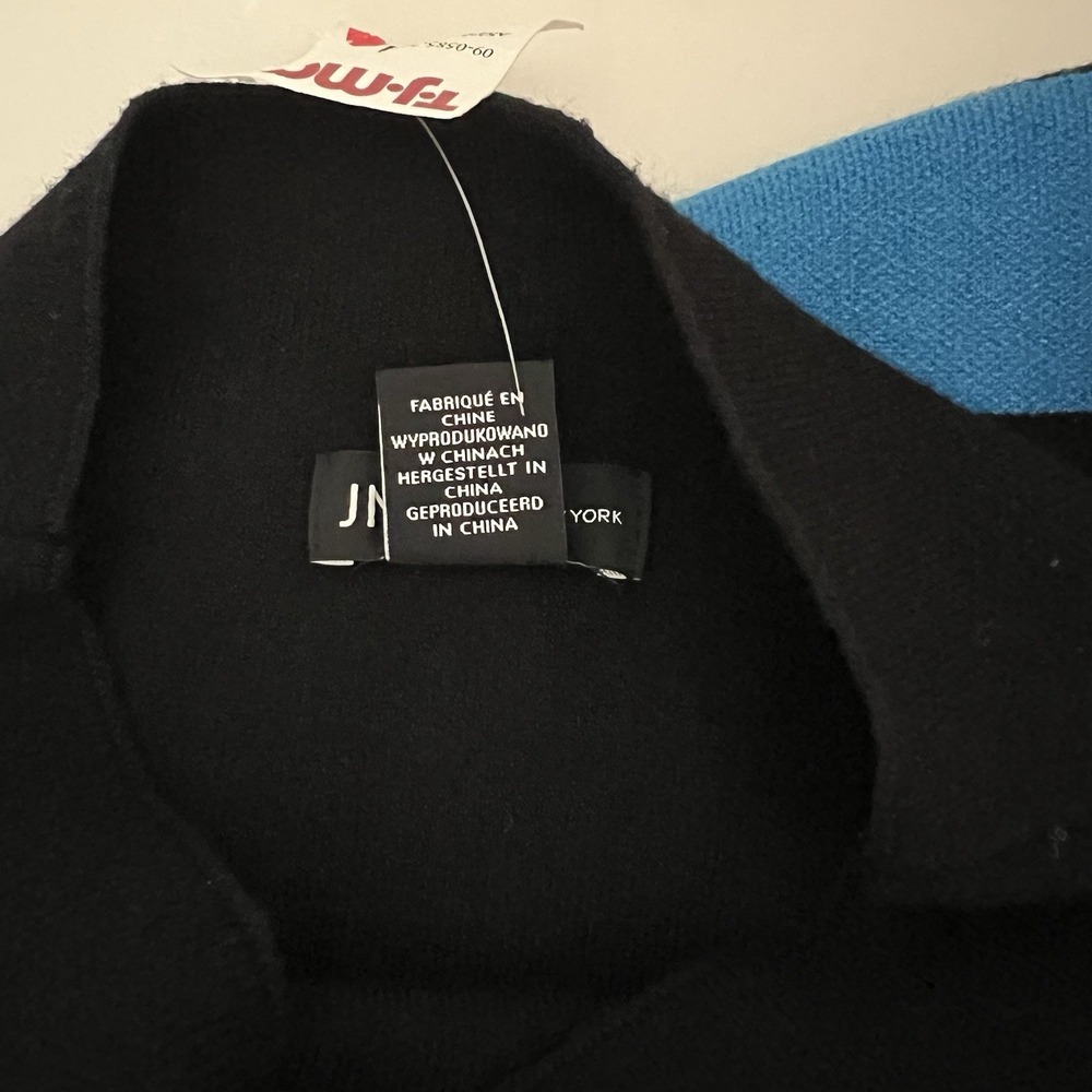 JNY Jones New York Black Blue Striped Mock Turtle Neck Sweater Size 1X NWOT - Picture 5 of 5